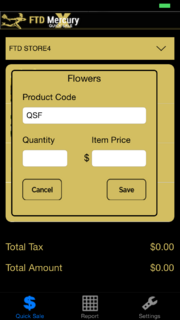 Retail ToGo mobile app (X5 Fall) Product Code and Quantity Entry screen