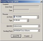 Resume Message (RES) Window