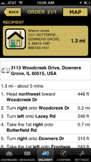 FTD Mercury Mobile Directions Screen