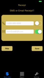 Retail ToGo mobile app (X5 Fall) SMS and Email Entry screen