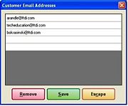 Customer Email Addresses Window