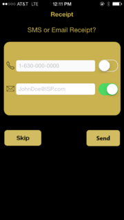 Retail ToGo mobile app (X5 Fall) SMS and Email Entry screen