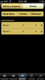 FTD Mercury Mobile Routes Screen