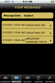 FTD Mercury Mobile Your Messages Screen