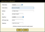 New Facility Request Window